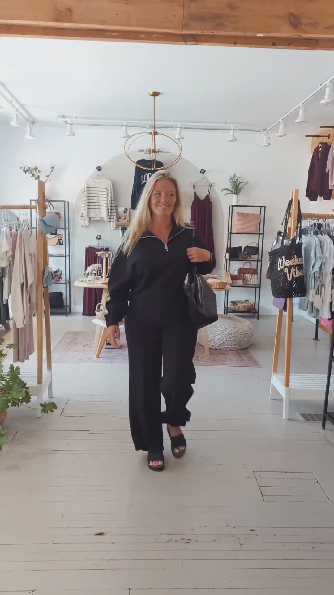 Seanni Soft Knit Half Zip Top - Black | RD STYLE