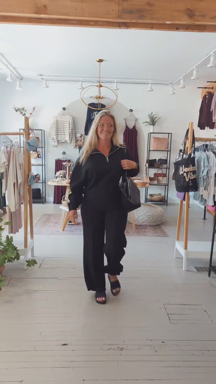 Seanni Soft Knit Half Zip Top - Black | RD STYLE