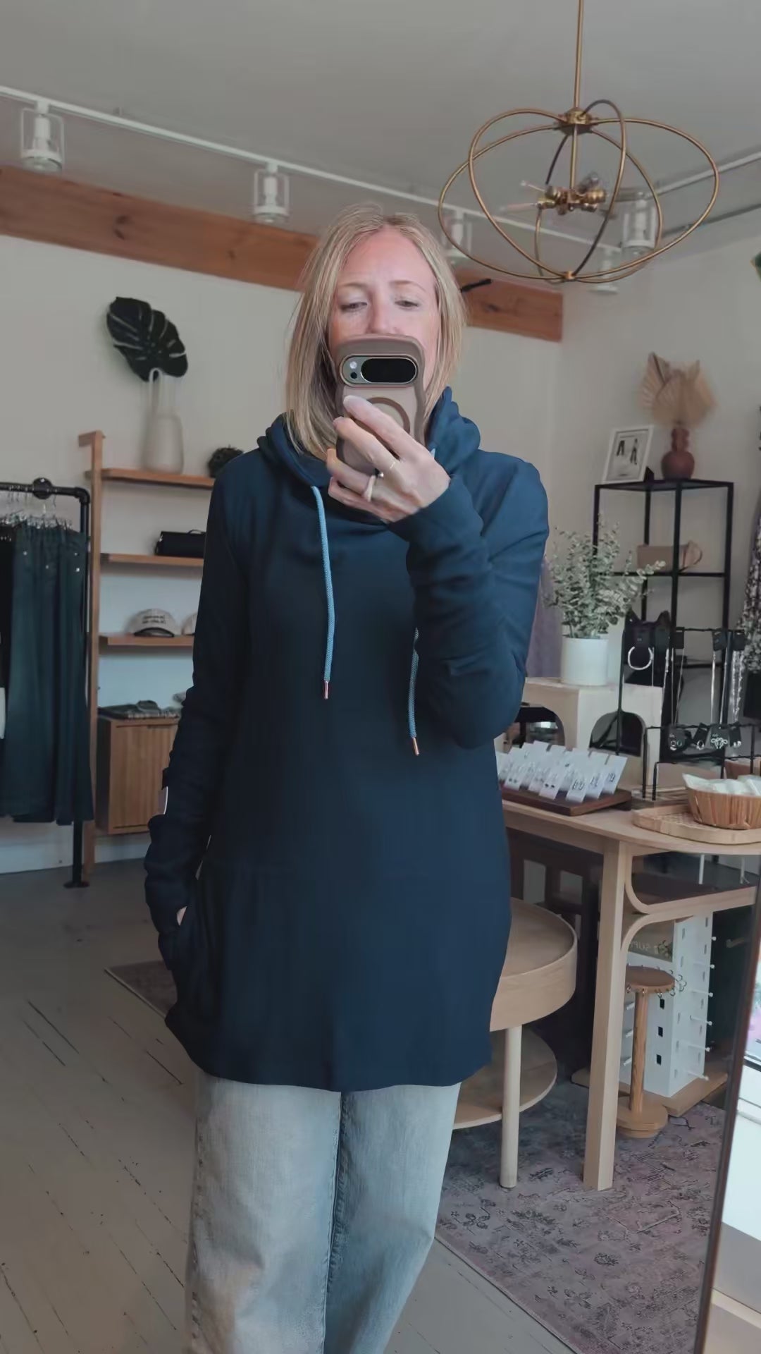 Navy Blue Hoodie Sweater | Pink Cement
