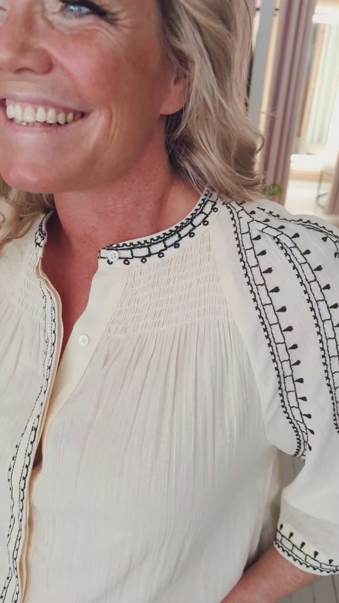 Embroidered Bell Sleeve Blouse | Indi & Cold