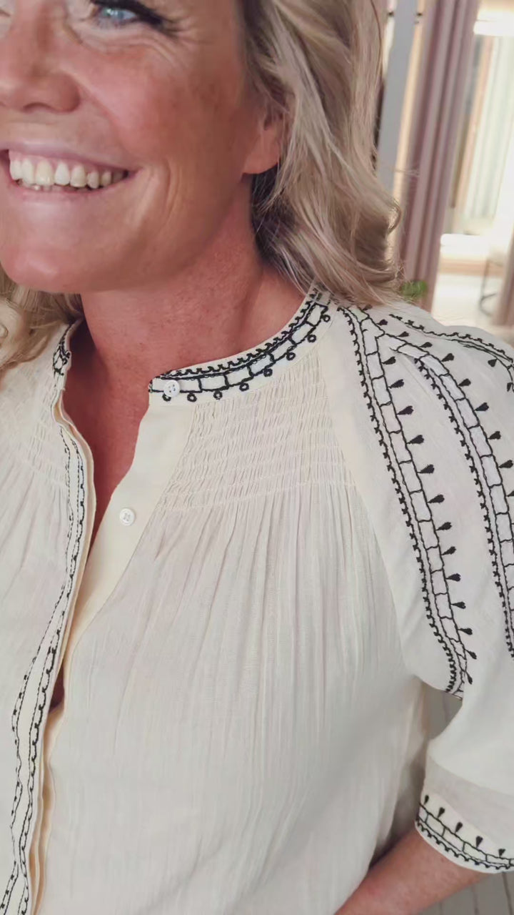 Embroidered Bell Sleeve Blouse | Indi & Cold
