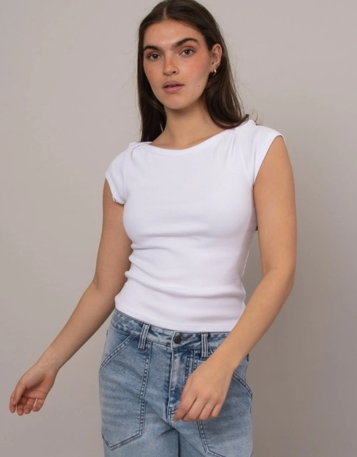 Kelly Boatneck Top - White | RD Style