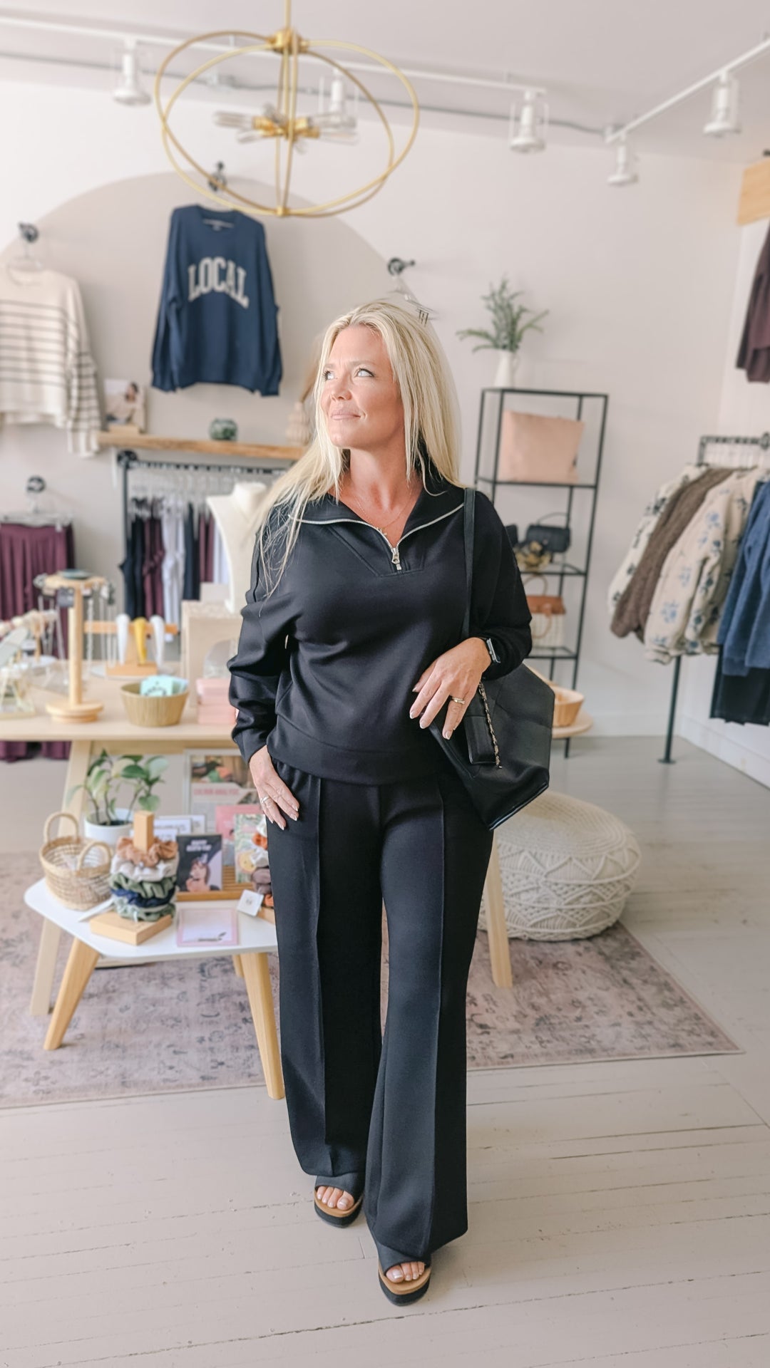 Seanni Soft Knit Half Zip Top - Black | RD STYLE