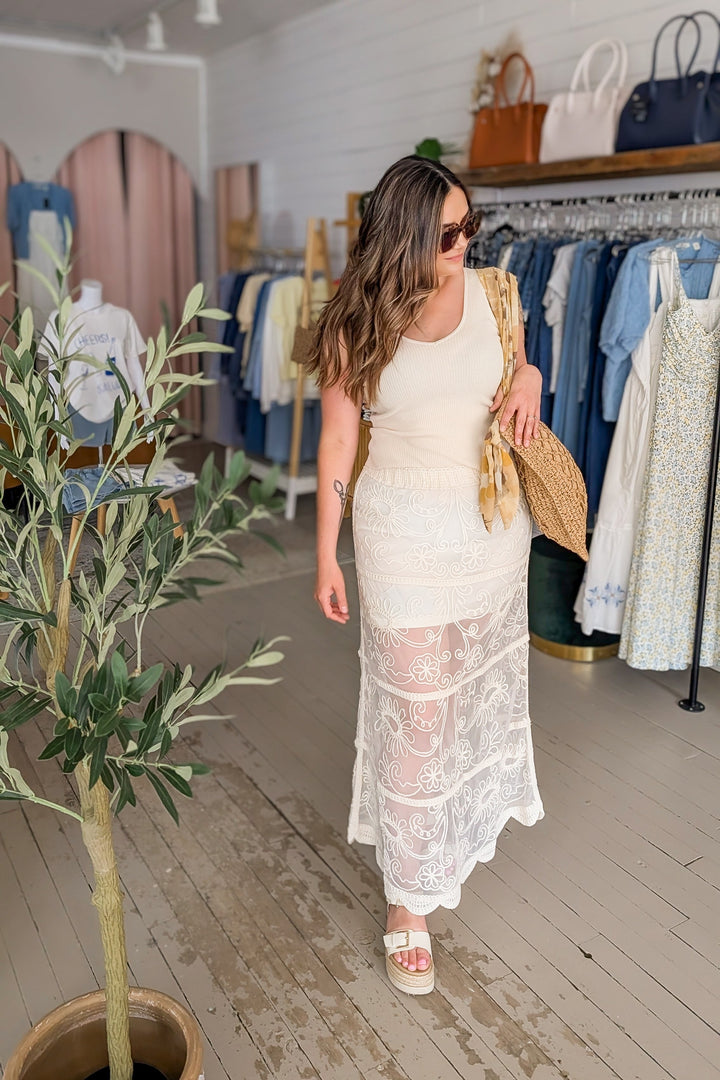 Dilla Embroidered Tiered Maxi Skirt | RD Style