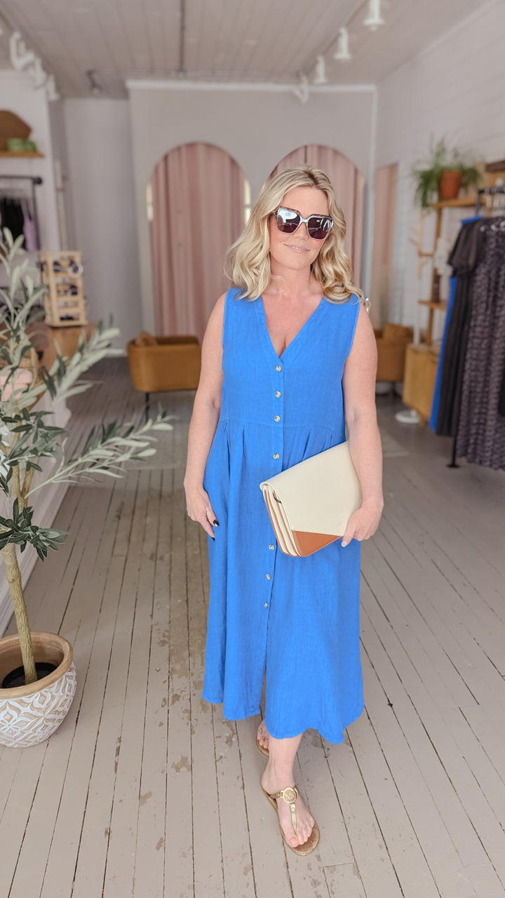 Linen Reversible Midi Dress | Indi & Cold