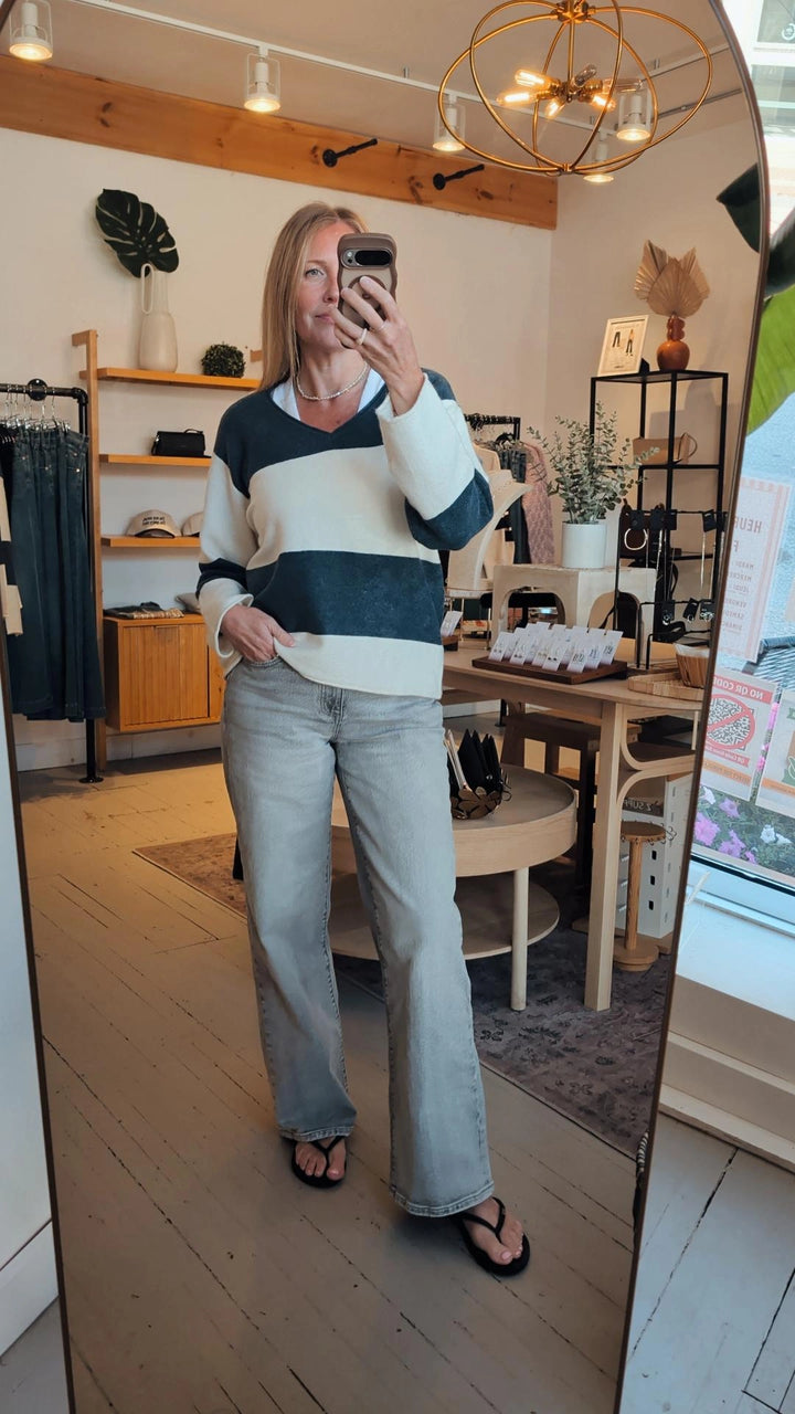 Annalise V-Neck Striped Sweater | Gentle Fawn