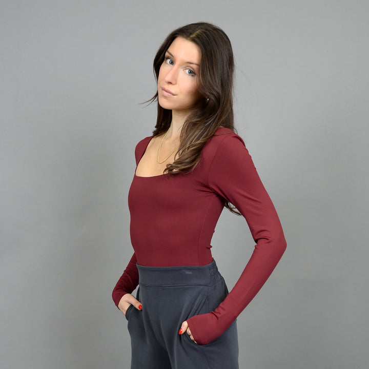 Stacy L/S Bodysuit - Oxblood | RD Style