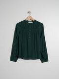 Gathered Detail Blouse - Forest Green | Indi & Cold