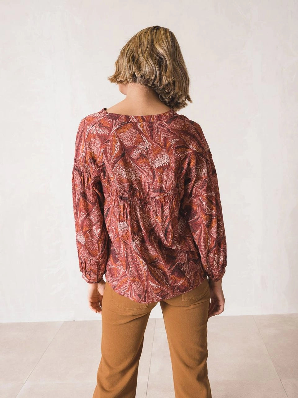 Marble Print Blouse - Burdeos | Indi & Cold - Clearance