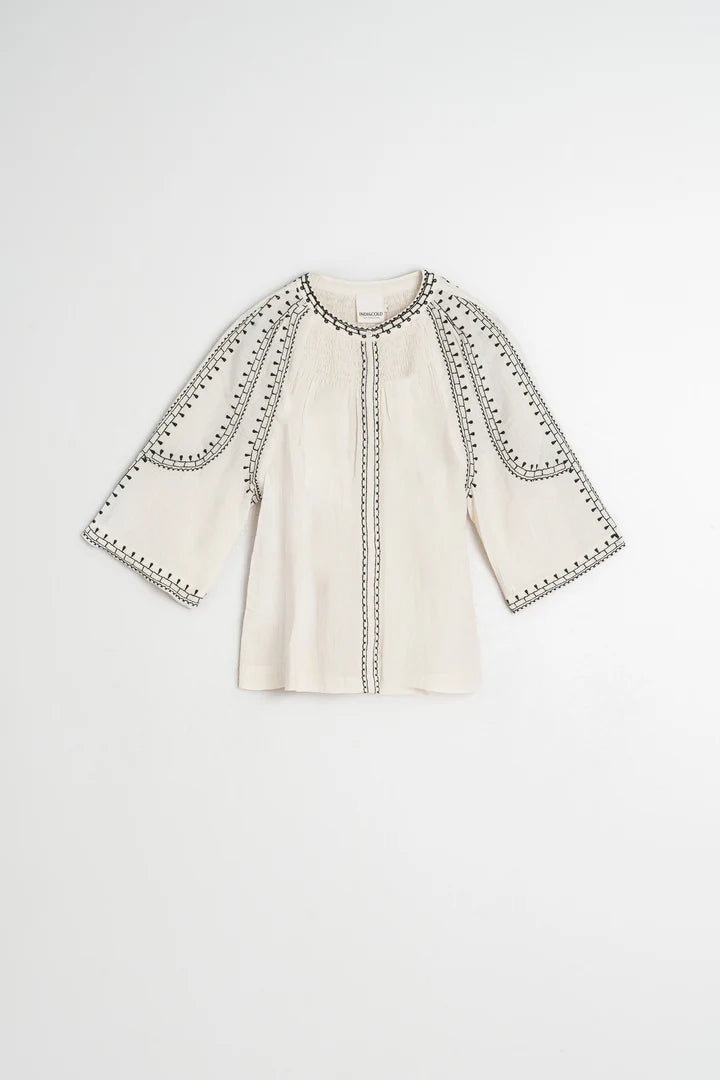 Embroidered Bell Sleeve Blouse | Indi & Cold