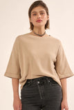 waffle tee In taupe by weslynn clothing. Fall23. Jolie folie boutique