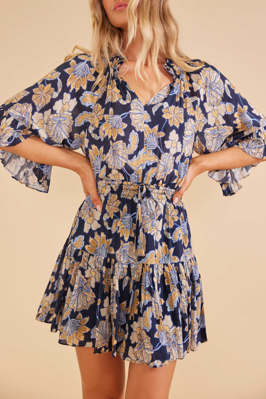 Mini-robe Quinn - Floral bleu marine | Minkpink - Liquidation