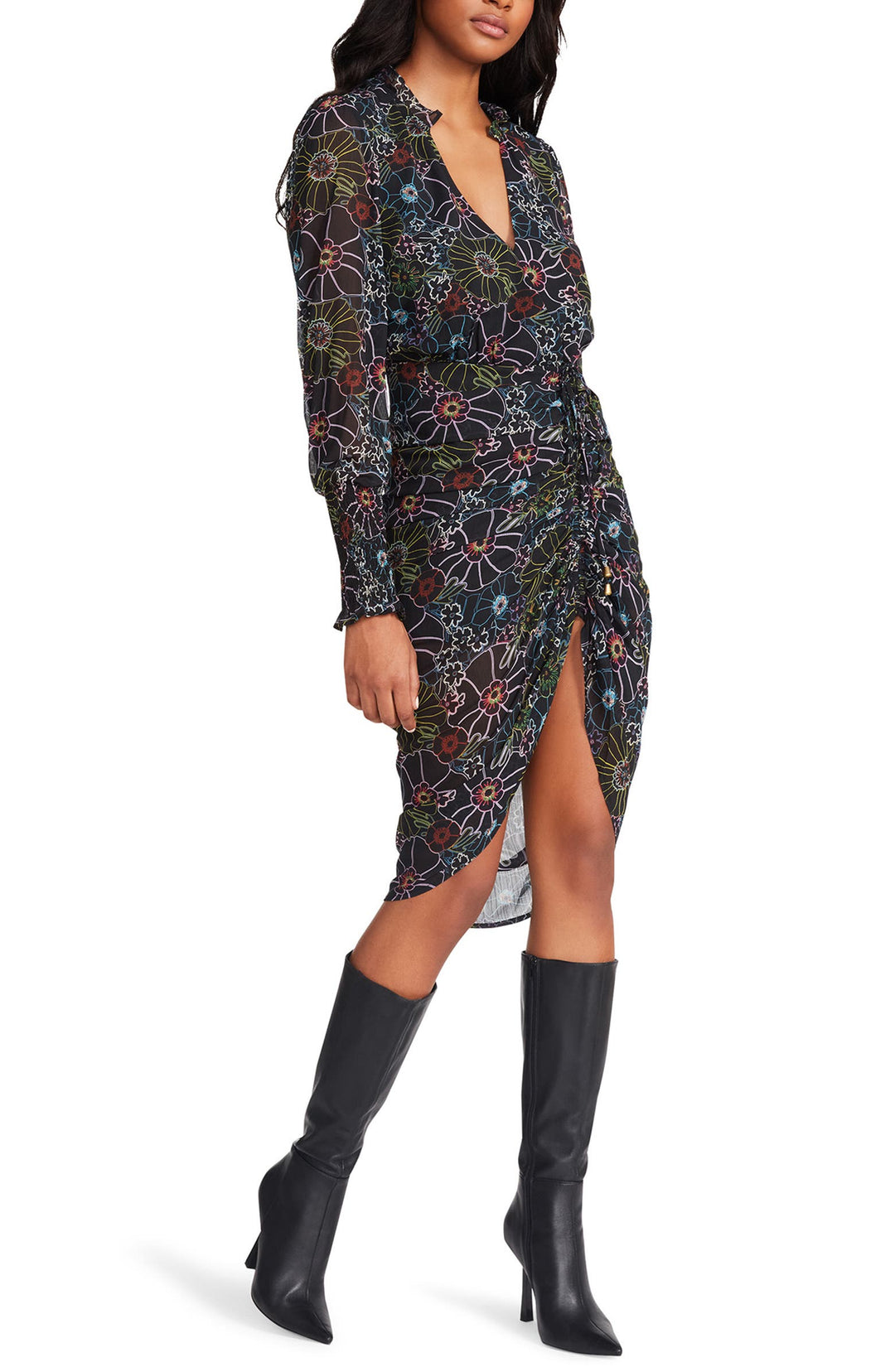 Romany Floral Long Sleeve Dress - Black Multi | BB Dakota By Steve Madden - Clearance