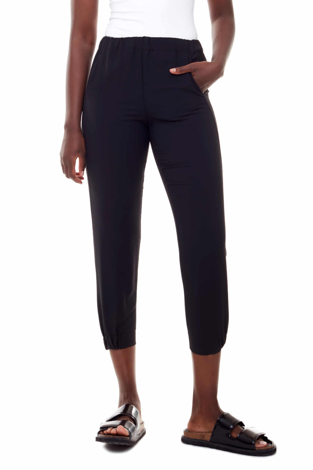Keira Ruched Silk Jogger Pant - Black | ILTM - Clearance