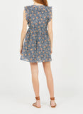 Blue Short Printed Cotton Dress | The Korner