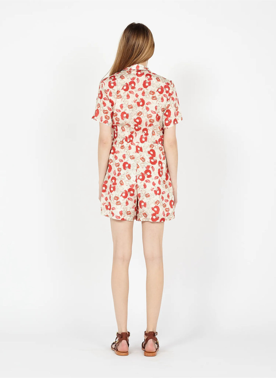 Floral Print Jumpsuit - Red Beige | The Korner - Clearance