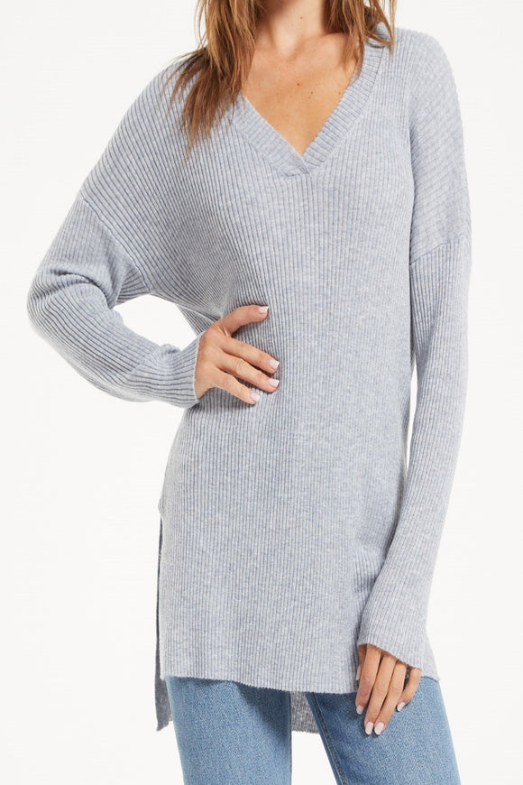 Avalon V-Neck Sweater - Heather Grey Z Supply - Clearance
