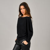 Briane Boat Neck T-Shirt - Black | RD Style - Clearance