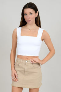 Clare Wide Strap Tank Top - White | RD Style