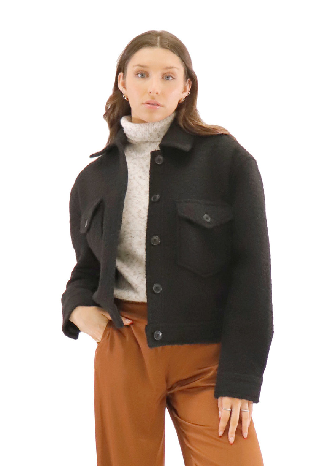 Manteau tissé pour femme - Noir | Style RD - Liquidation