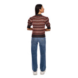 Giselle Fair Isle Short Sleeve Sweater - Brown Mix | RD Style