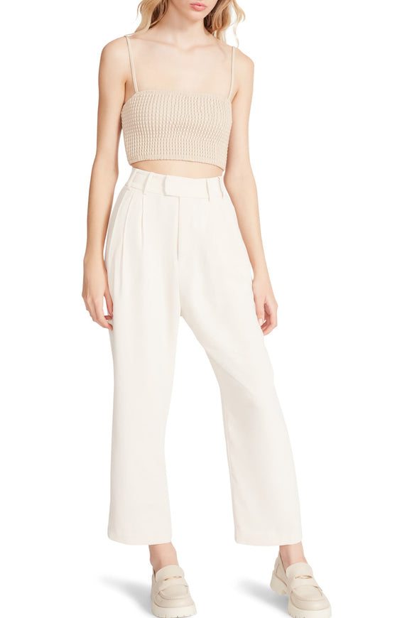 high waist Farmers Market pants in ivory by Steve Madden. Spring23