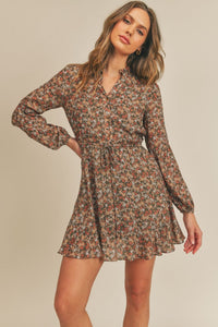 Mini floral dress with ditsy print by Sadie and sage. Fall22 collection. Jolie Folie