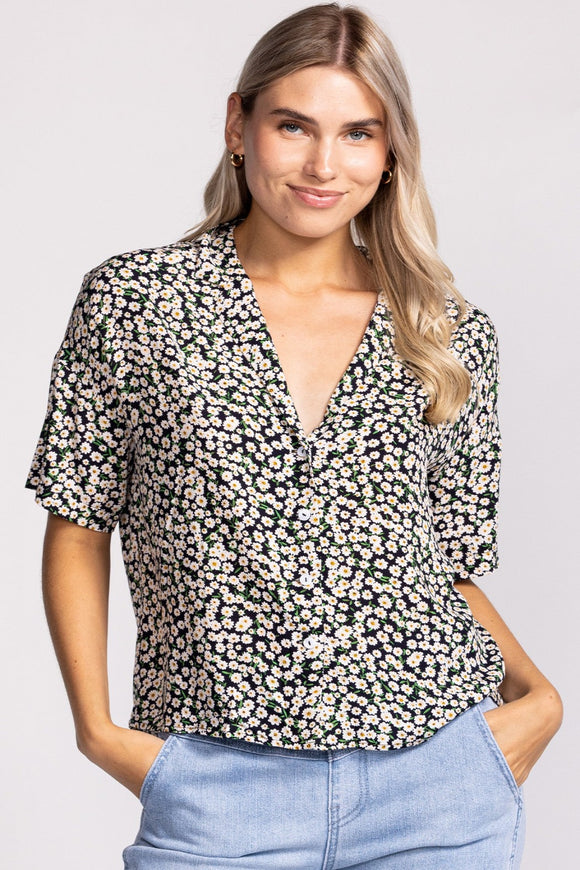 Floral Me Again Blouse - Black | Pink Martini - Clearance