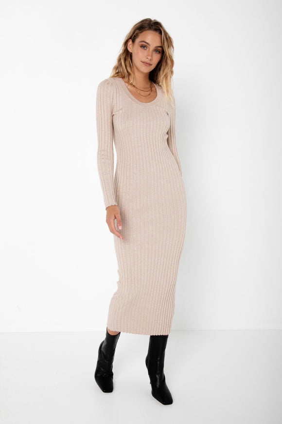 Lucille Dress - Oatmeal | Madison The Label - Clearance
