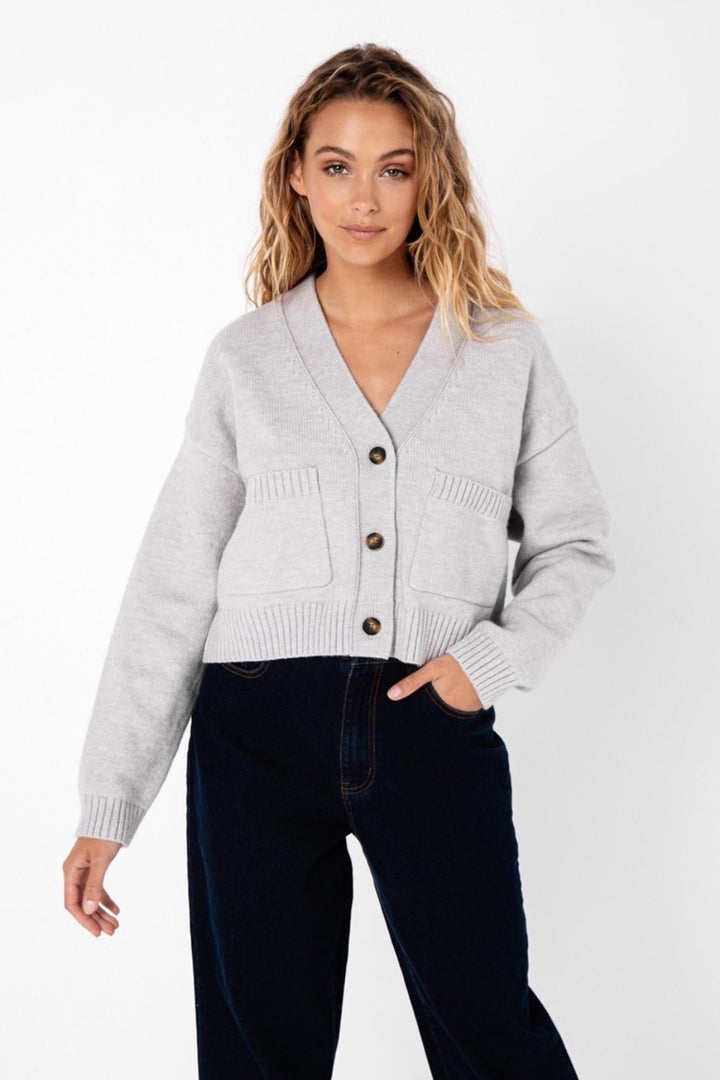 Raquel Knit Cardigan - Grey Marble | Madison The Label - Clearance