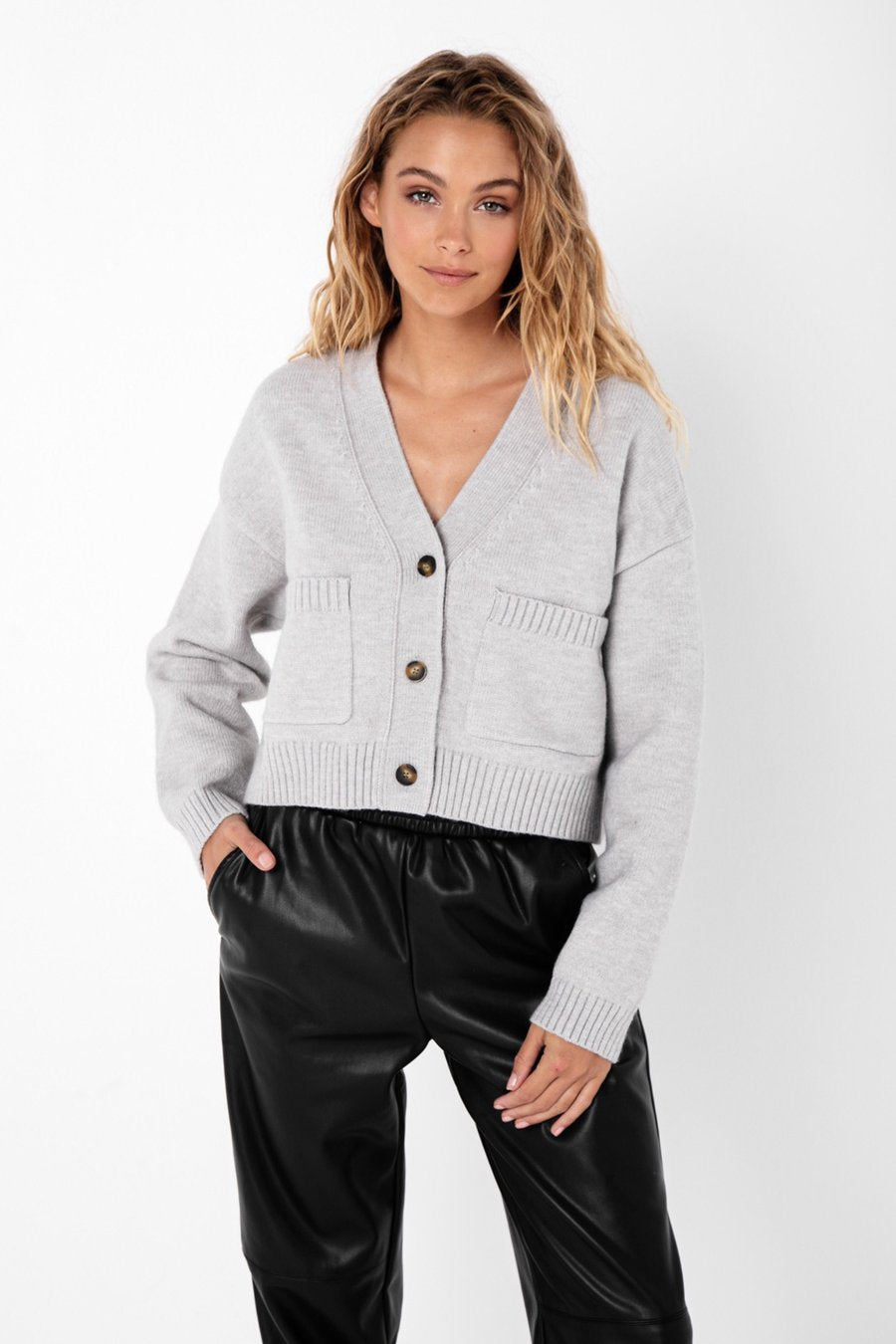 Raquel Knit Cardigan - Grey Marble | Madison The Label - Clearance