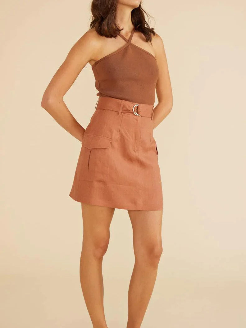 Dylan Belted Mini Skirt - Amber | Minkpink - Clearance