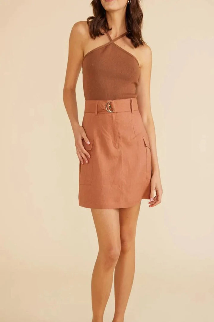 Dylan Belted Mini Skirt - Amber | Minkpink - Clearance