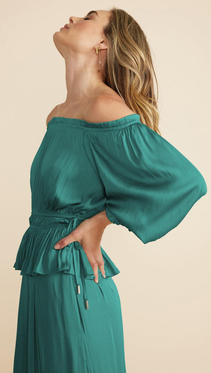 Anya Off Shoulder Blouse - Emerald | Minkpink - Clearance