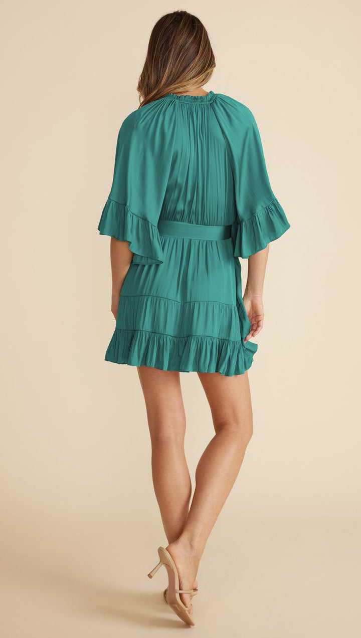 Anya Tiered Mini Dress - Emerald | Minkpink - Clearance