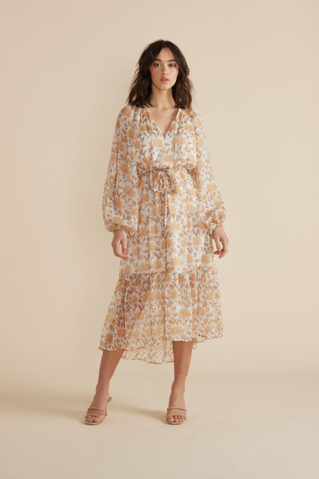 Robe midi fleurie Moyne | Minkpink - Liquidation