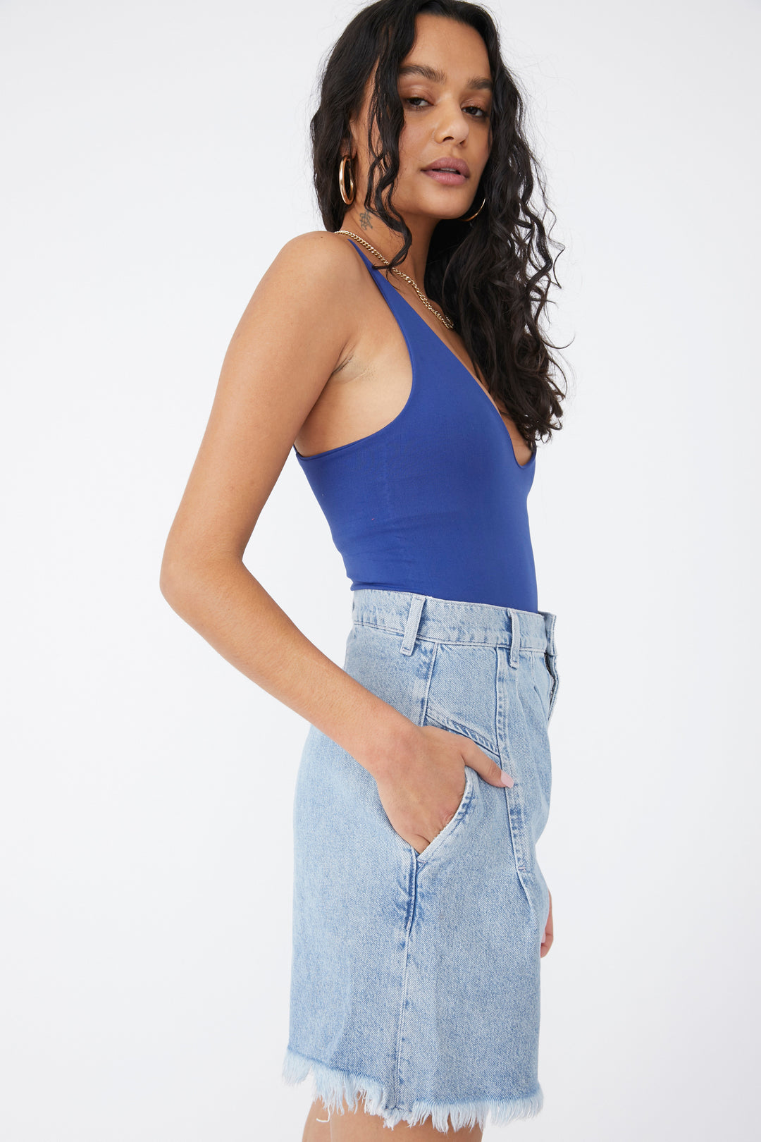 Seamless V-Neck Cami - Navy | Free People - Clearance