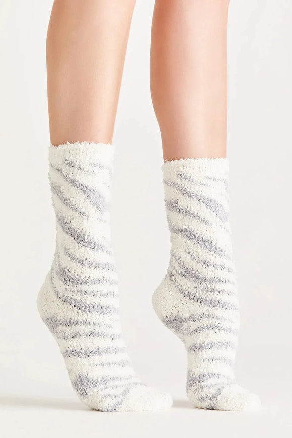 Zebra Plush Socks - Bone | Z Supply