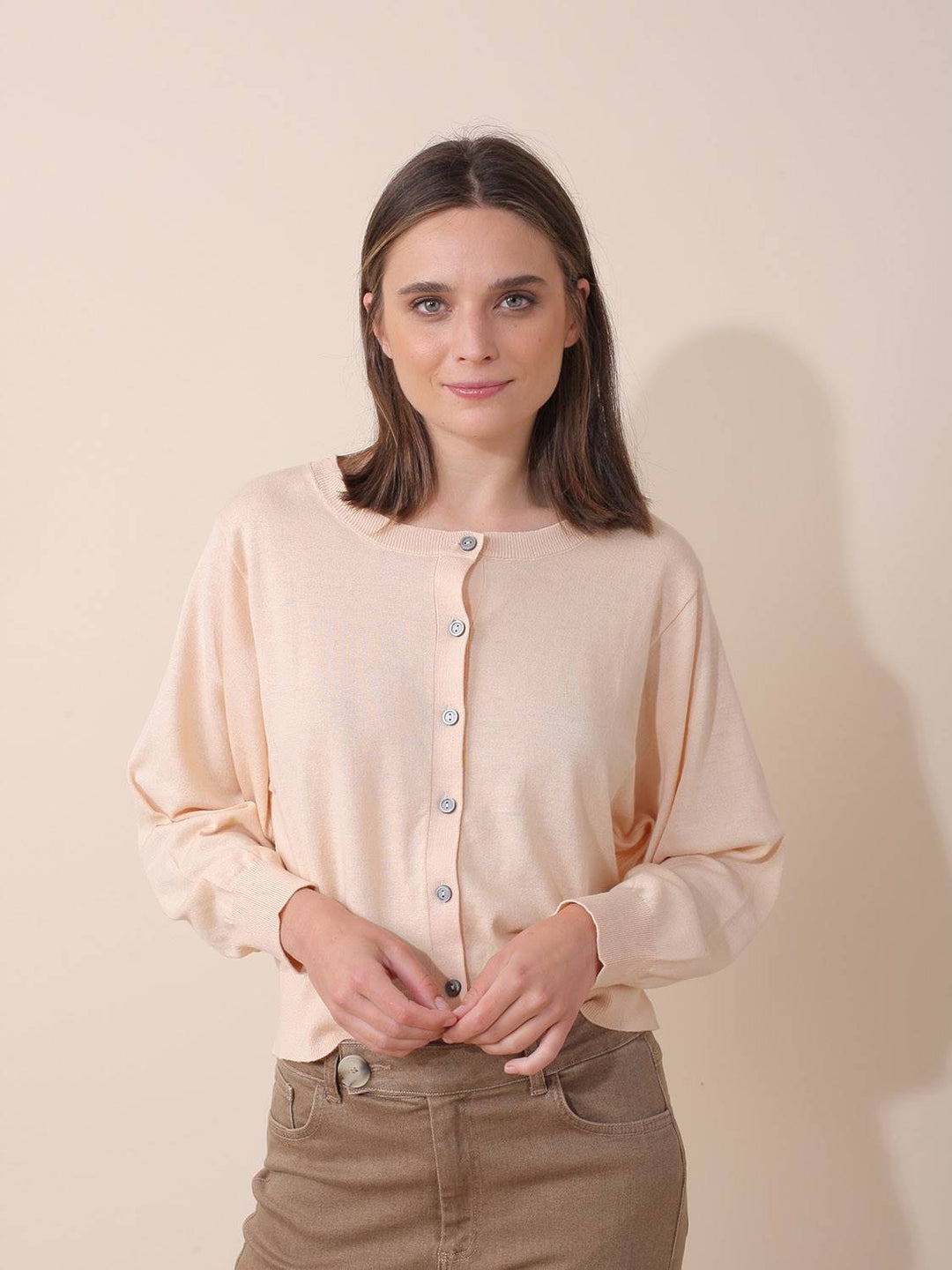 Basic Cotton Cardigan - Pink Nude | Indi & Cold - Clearance
