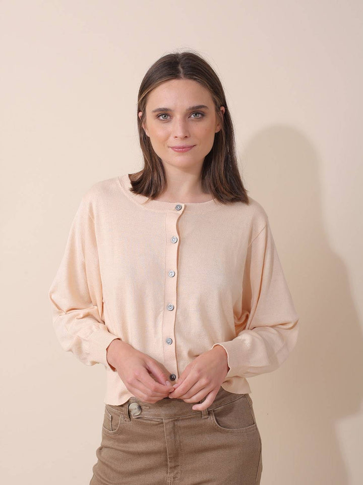 Basic Cotton Cardigan - Pink Nude | Indi & Cold - Clearance