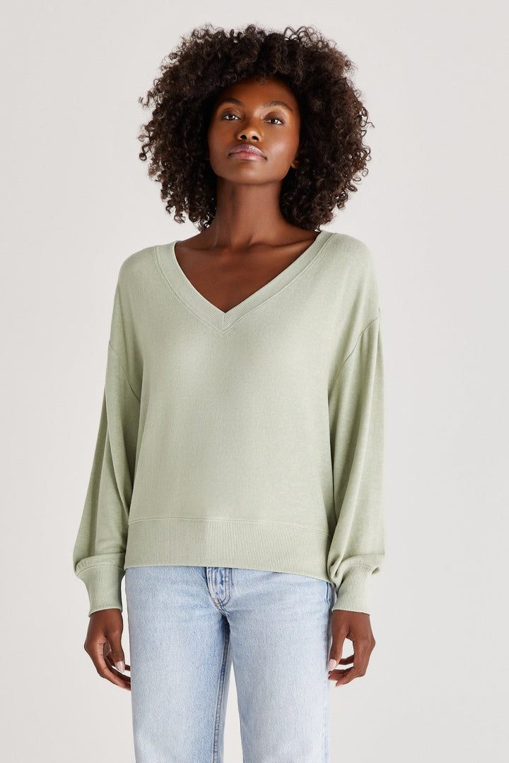 Francis Marled V-Neck Top - Pistachio | Z Supply - Clearance