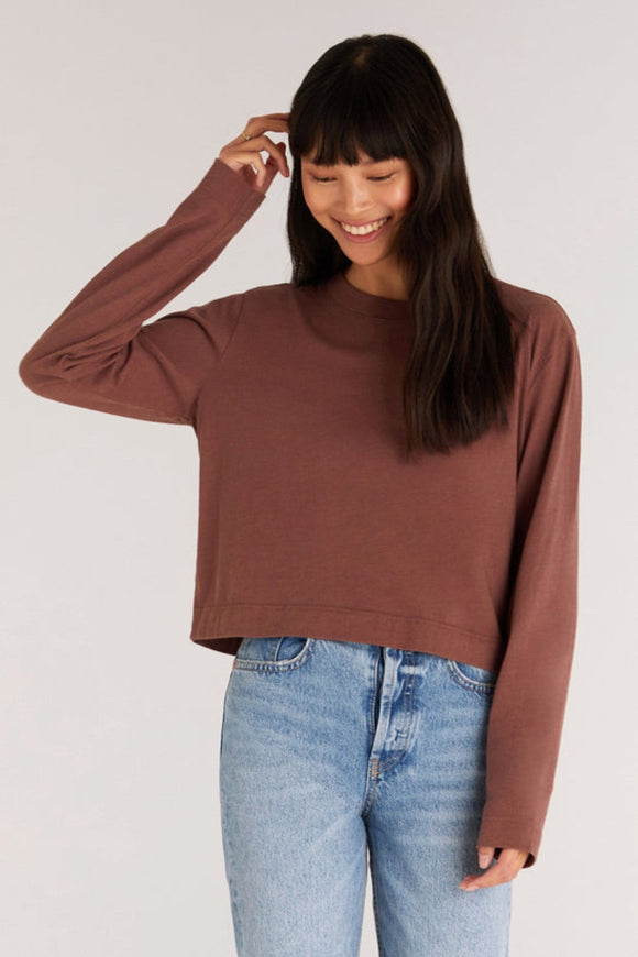 Lupita Crop Long Sleeve Top - Espresso | Z Supply - Clearance