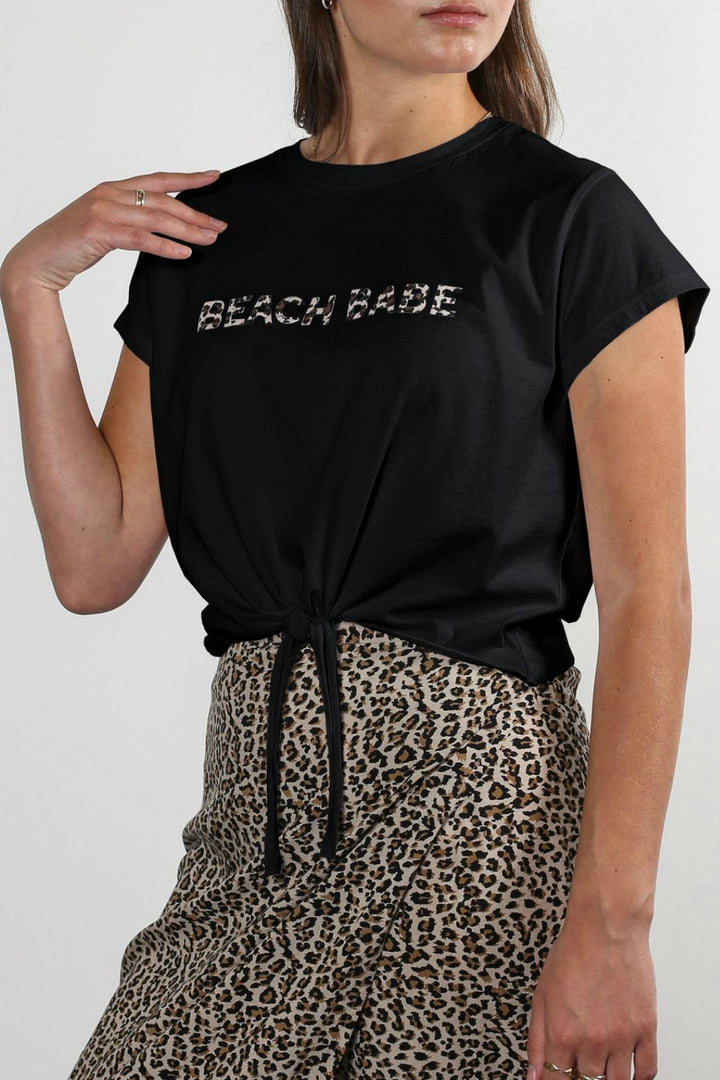 The "BEACH BABE" Tee - Black| Koy Resort x Brunette - Clearance