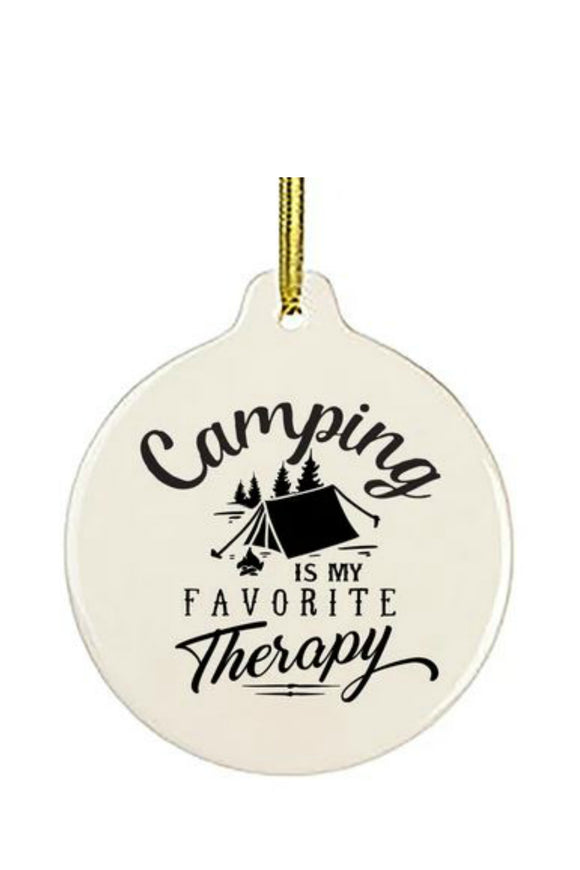 Ornament - Camping Is My Favorite Therapy  | HelloGoodTime Inc.