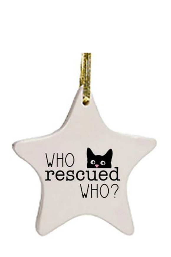 Ornament - Who Rescued Who - Cat | HelloGoodTime Inc.