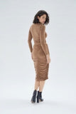Faiza Ruched Jersey Midi Skirt - Brown | Minkpink