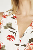 Chemise boutonnée sans manches à fleurs | Abricot