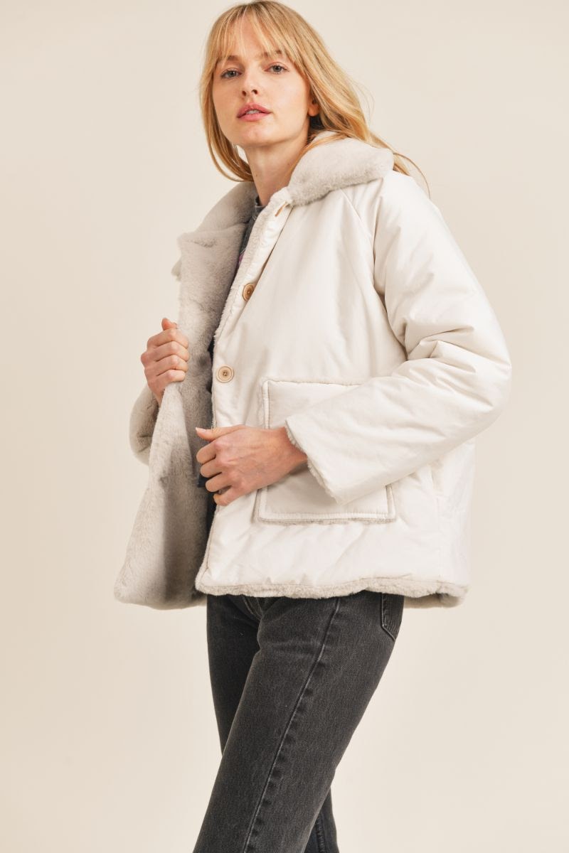 Small Talk Reversible Faux Fur Jacket | Sadie & Sage