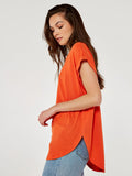 Curved Hem Tee - Terracotta | Apricot - Clearance