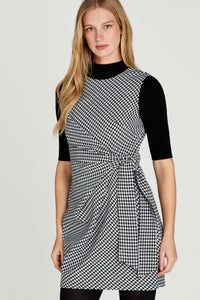 Houndstooth Side Knot Dress | Apricot